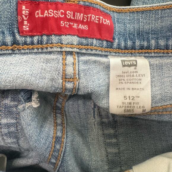 Vintage Levi's 512 Classic Slim Stretch Tapered Leg Light Wash Stretch 6 - Picture 10 of 11